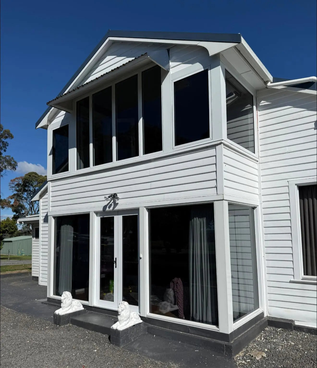 Modern white two-storey house exterior